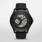 Armani Exchange Inspired Black Skeleton Analog Watch for Men