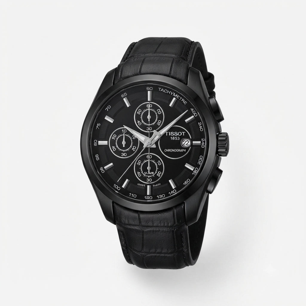 Tissot Black Chronograph Men’s Watch with Leather Strap