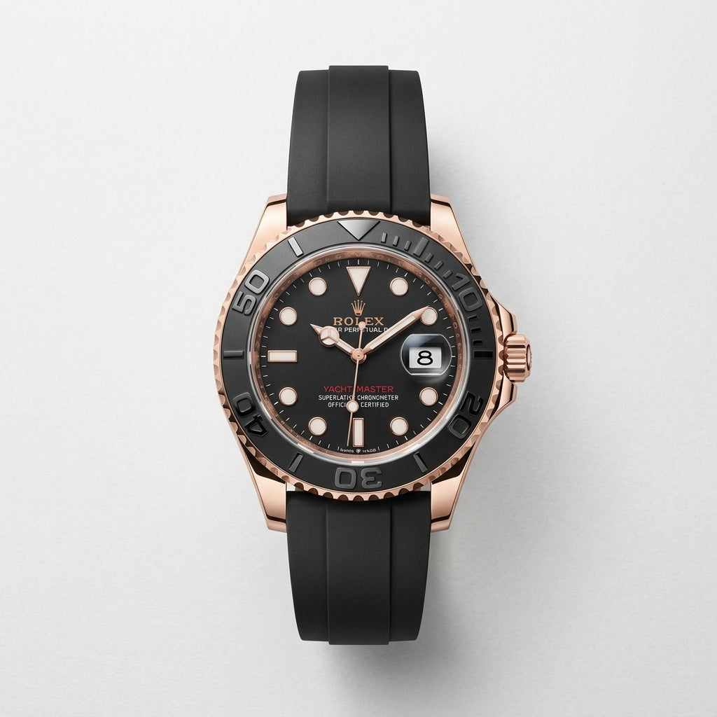 Luxury Black & Rose Gold Yacht Master Style Men's Watch