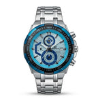 Men's Stainless Steel Chronograph Watch with Blue Dial & Silver Bracelet