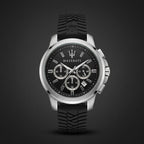 Maserati Men's Analog Chronograph Black Dial Watch with Black Strap