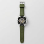 Tommy Hilfiger Men’s Automatic Skeleton Watch with Green Silicone Strap