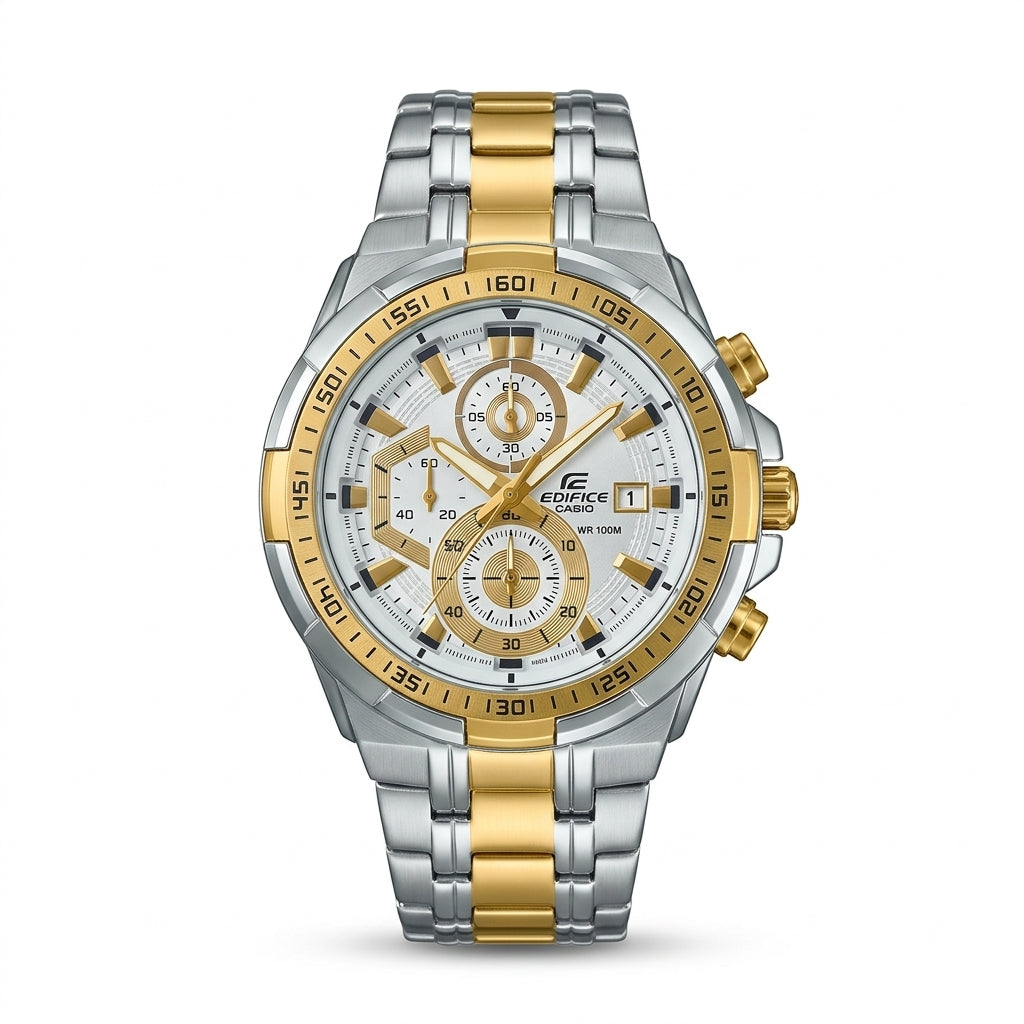 Men's Two-Tone Chronograph Analog Watch with Date Display
